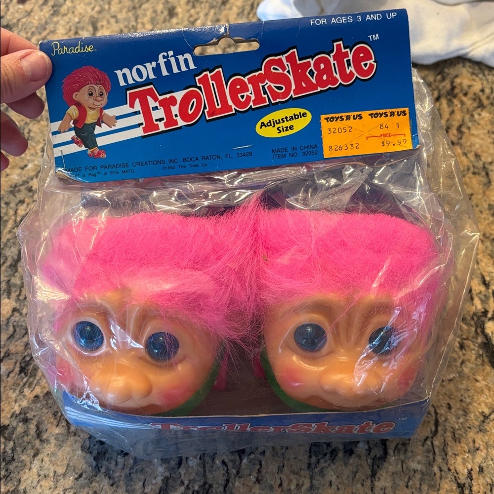 💫Rare Vintage 1992 Trollerskates Pink Hair Troll Roller Skates Norfin Funky 90s